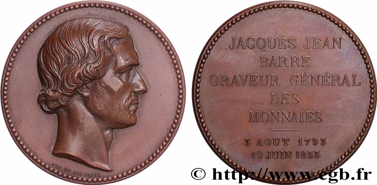 SECOND EMPIRE Médaille pour le graveur Jacques-Jean Barre TTB+