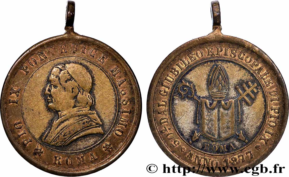 ITALIEN - KIRCHENSTAAT - PIE IX. Giovanni Maria Mastai Ferretti) Médaille, 50.e jubilé épiscopale de Pie IX SS