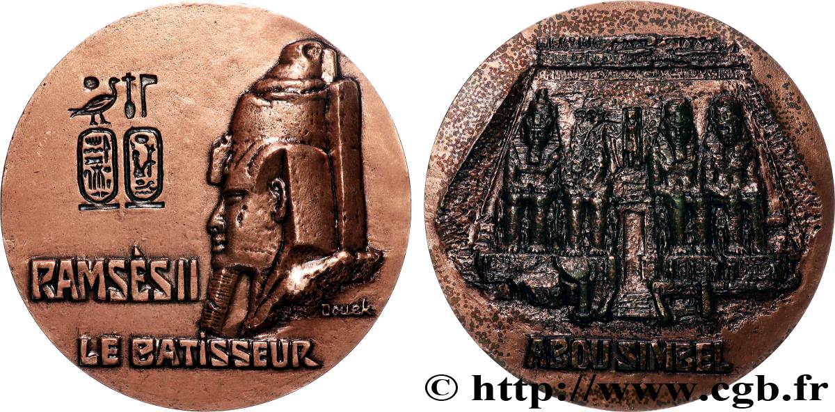 FUNFTE FRANZOSISCHE REPUBLIK Médaille, Ramsès II le bâtisseur, Abou Simbel fVZ