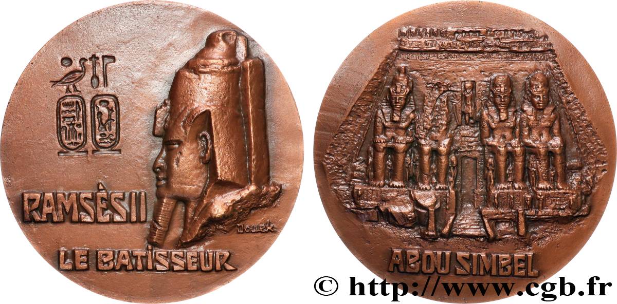 CINQUIÈME RÉPUBLIQUE Médaille, Ramsès II le bâtisseur, Abou Simbel SUP