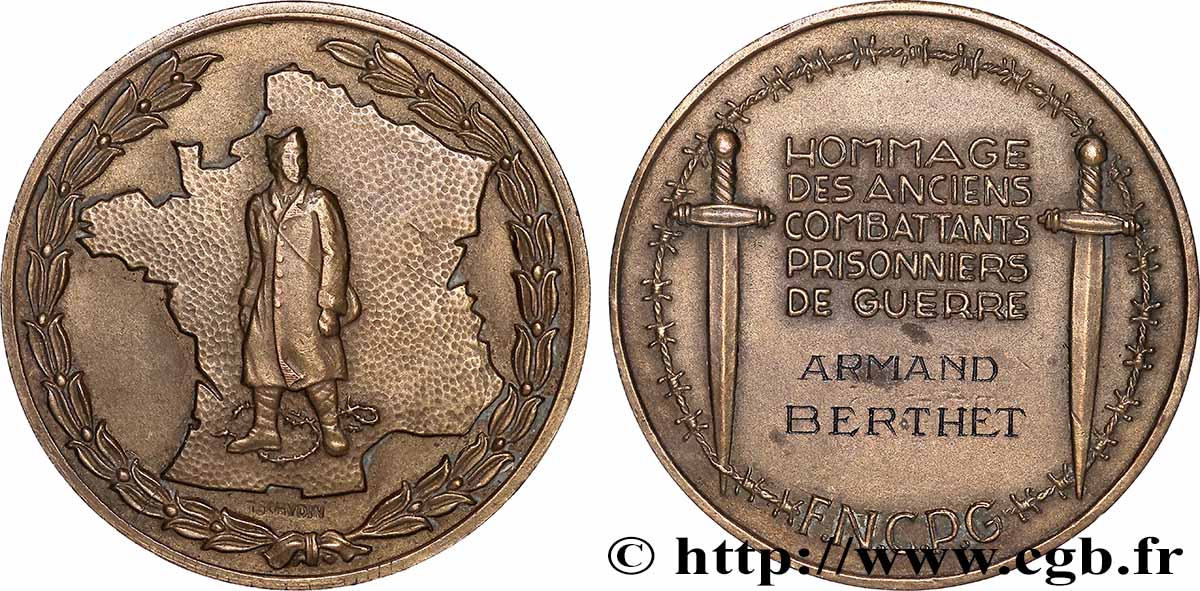 V REPUBLIC Médaille, Hommage des anciens combattants, prisonniers de guerre AU