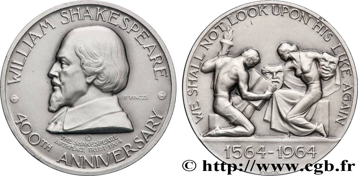 LITTÉRATURE : ÉCRIVAINS/ÉCRIVAINES - POÈTES Médaille, William Shakespeare SUP