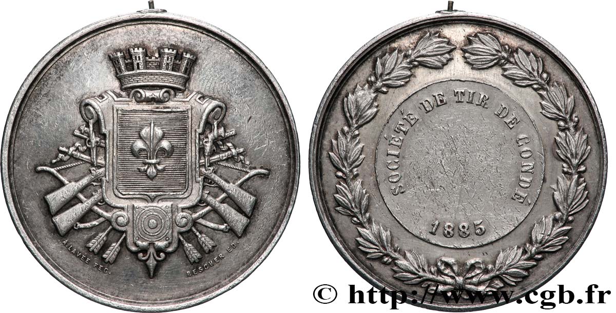 TROISIÈME RÉPUBLIQUE Médaille, Société de tir de Condé TTB