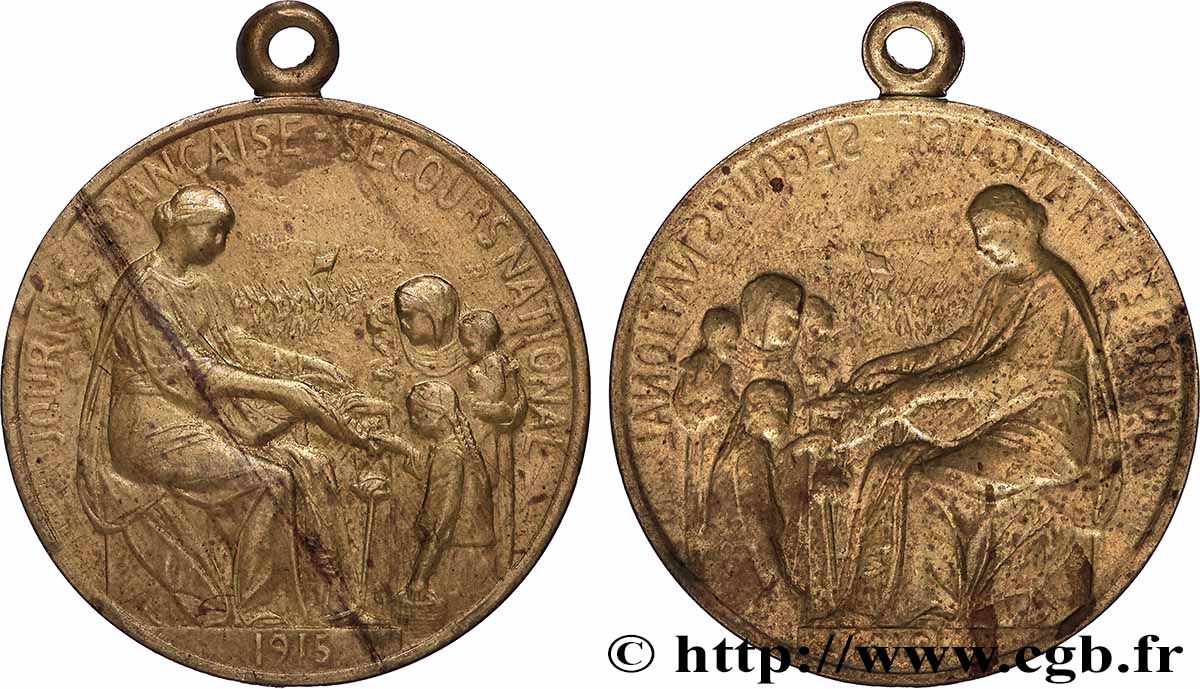 III REPUBLIC Médaillette, Journée française, secours national AU