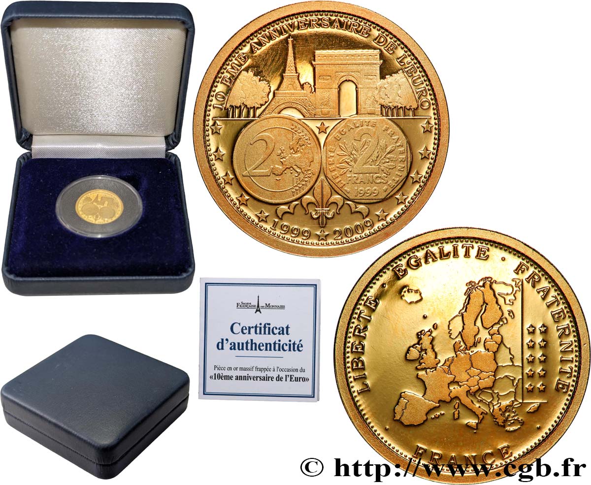 CINQUIÈME RÉPUBLIQUE Médaille, 10e Anniversaire de l’Euro BE