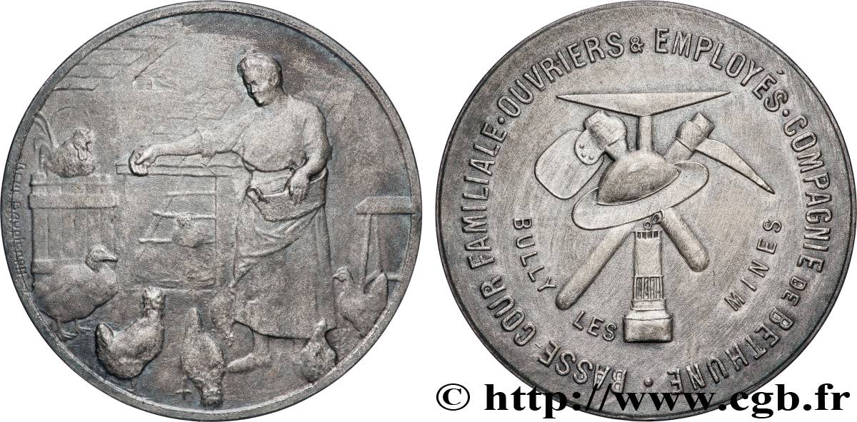 MINES AND FORGES Médaille, Basse-cour, Compagnie de Béthune, Bully-les-Mines AU