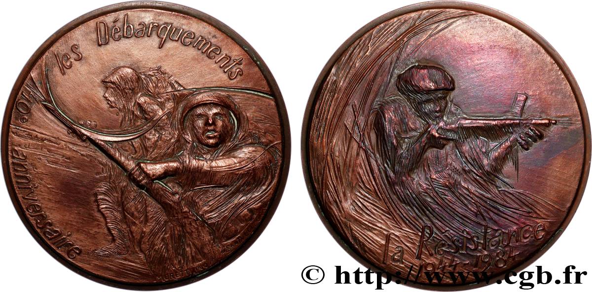 V REPUBLIC Médaille, 40e anniversaire du débarquement AU