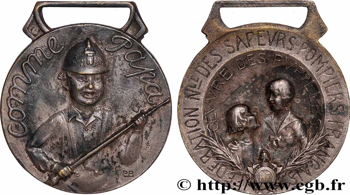 III REPUBLIC Médaille, Fédération nationale des sapeurs-pompiers français XF