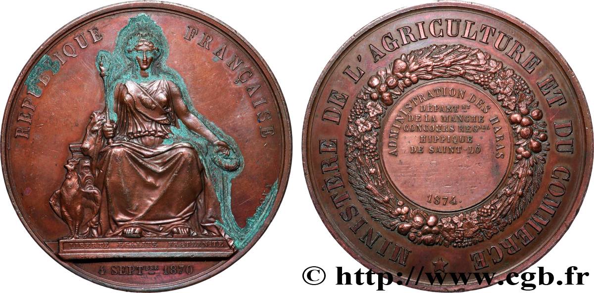 TROISIÈME RÉPUBLIQUE Médaille, Concours régional hippique, administration des haras TTB