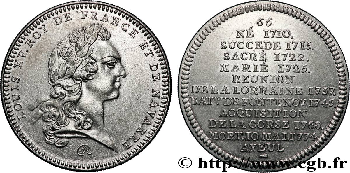 SÉRIE MÉTALLIQUE DES ROIS DE FRANCE Médaille, Louis XV - 66 - refrappe ultra-moderne AU