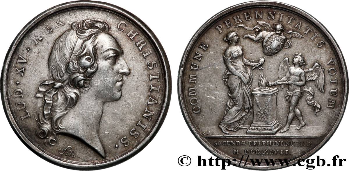 LOUIS XV DIT LE BIEN AIMÉ Médaille, Le second mariage du Dauphin Louis TTB