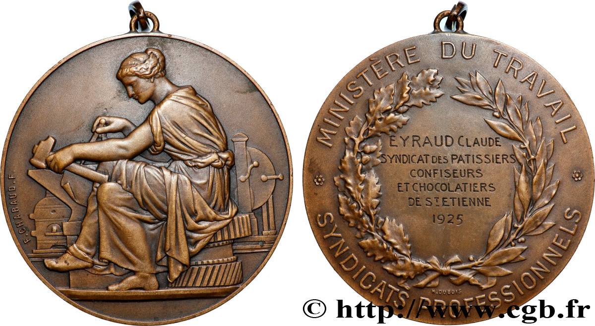 TERZA REPUBBLICA FRANCESE Médaille, Syndicats professionnels, Ministère du travail q.SPL