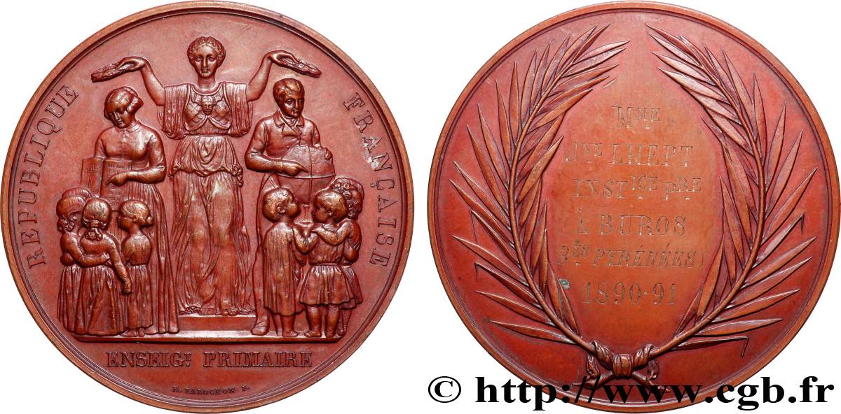 III REPUBLIC Médaille, Enseignement primaire AU