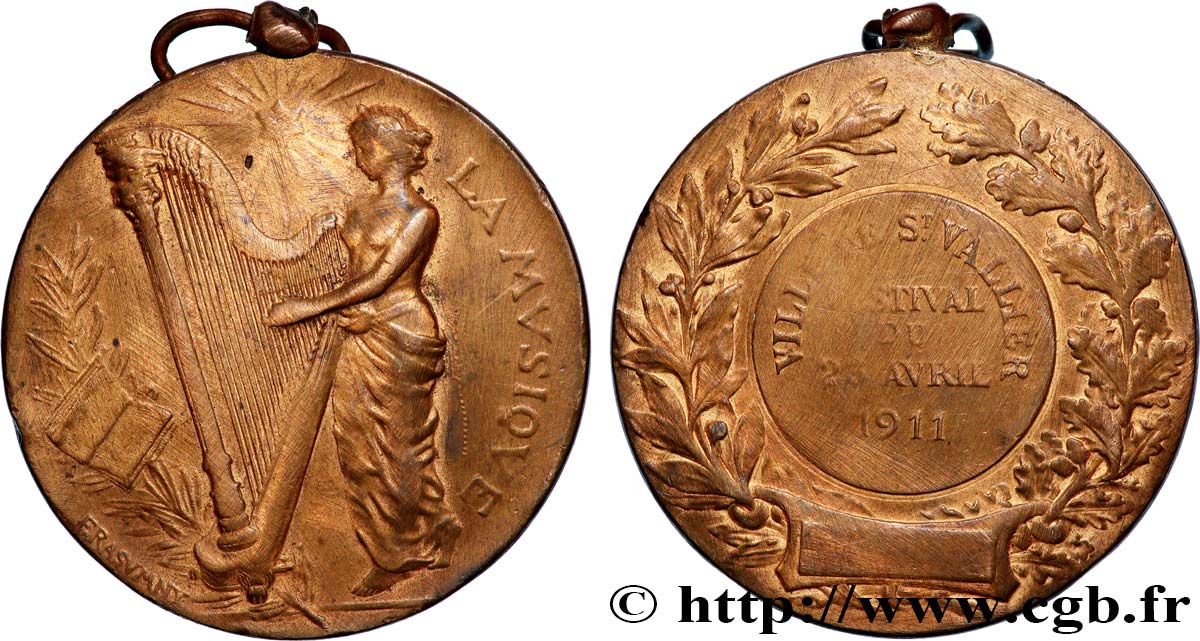 III REPUBLIC Médaille, La Musique, Festival de Bessenay XF