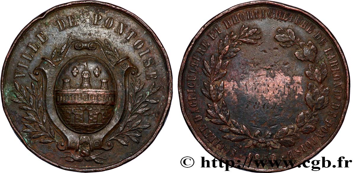 TROISIÈME RÉPUBLIQUE Médaille, Société d’agriculture et d’horticulture de Pontoise TB+