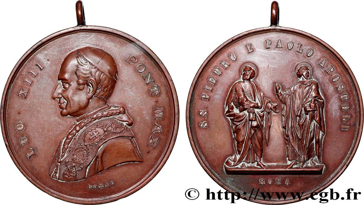 ITALIE - ÉTATS DU PAPE - LÉON XIII (Vincenzo Gioacchino Pecci) Médaille, Saint Pierre et Saint Paul TTB+