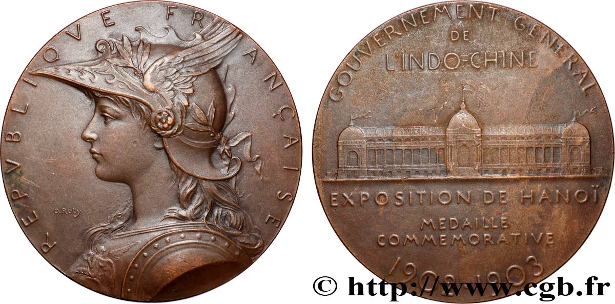 TROISIÈME RÉPUBLIQUE - INDOCHINE FRANÇAISE Médaille, Exposition de Hanoi TTB