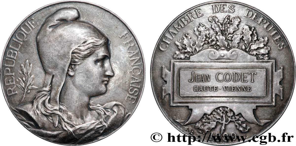 TROISIÈME RÉPUBLIQUE Médaille parlementaire, Chambre des députés, Ve législature TTB+