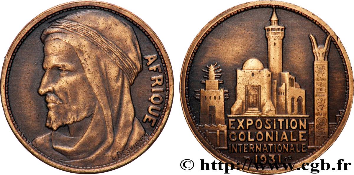 TROISIÈME RÉPUBLIQUE Médaille, Exposition Coloniale Internationale - Afrique TTB