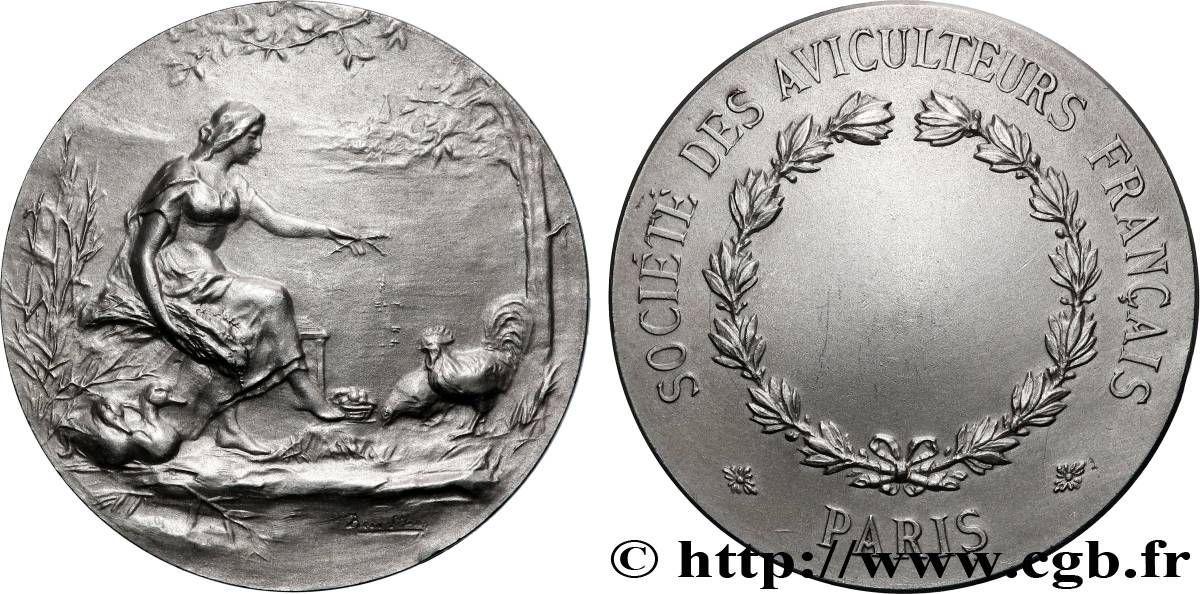 SOCIÉTÉS D&nbsp;AGRICULTURE, HORTICULTURE, PÊCHE ET CHASSE Médaille, Société des aviculteurs français TTB+