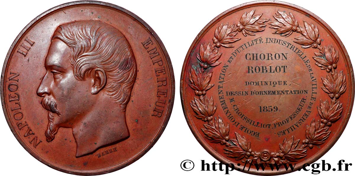 SECOND EMPIRE Médaille, École d’ornementation et d’utilité industrielle AU