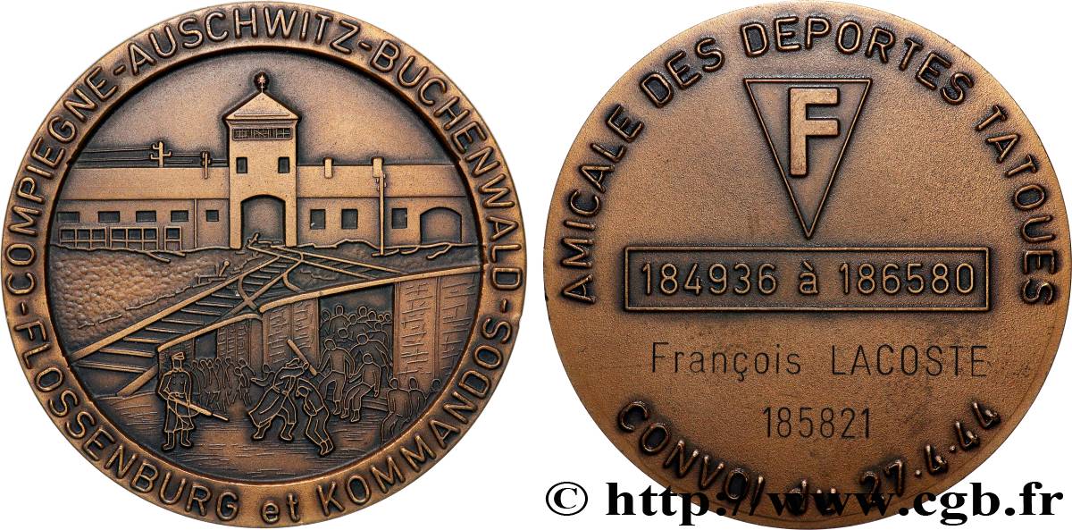 IV REPUBLIC Médaille, Amicale des déportés tatoués, Convoi du 27/04/1944 AU