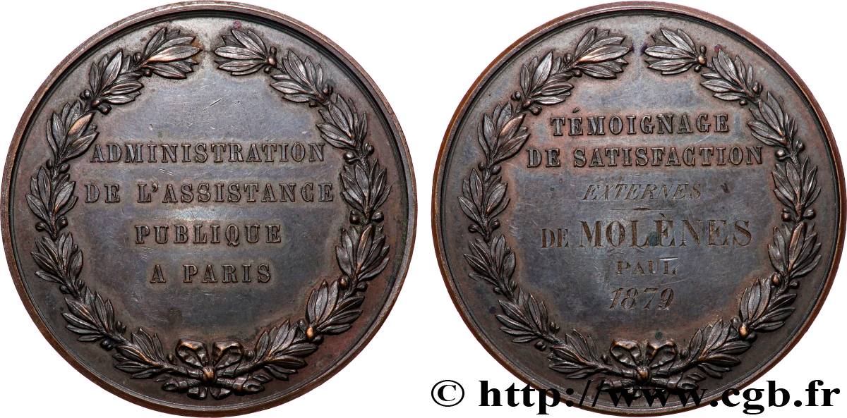 SECOND EMPIRE Médaille, Assistance Publique, témoignage de satisfaction TTB+
