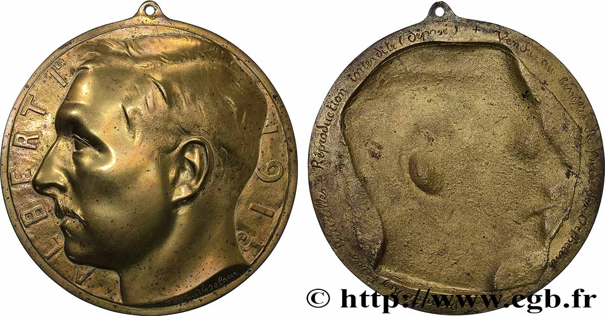 BELGIQUE - ROYAUME DE BELGIQUE - ALBERT Ier Fonte, Albert Ier par Léon Vogelaar TTB