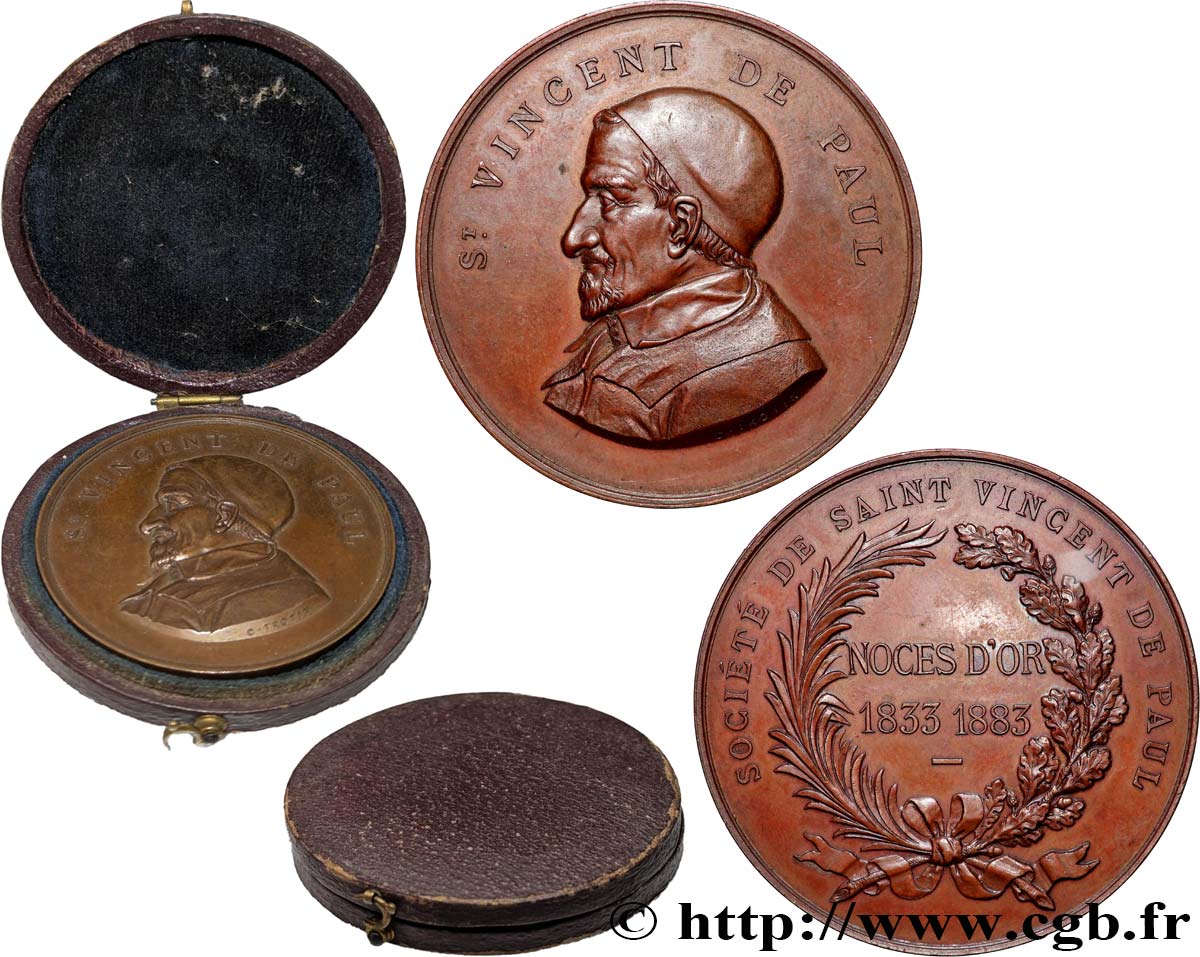 TROISIÈME RÉPUBLIQUE Médaille, Société de Saint-Vincent-de-Paul, Noces d’or TTB+