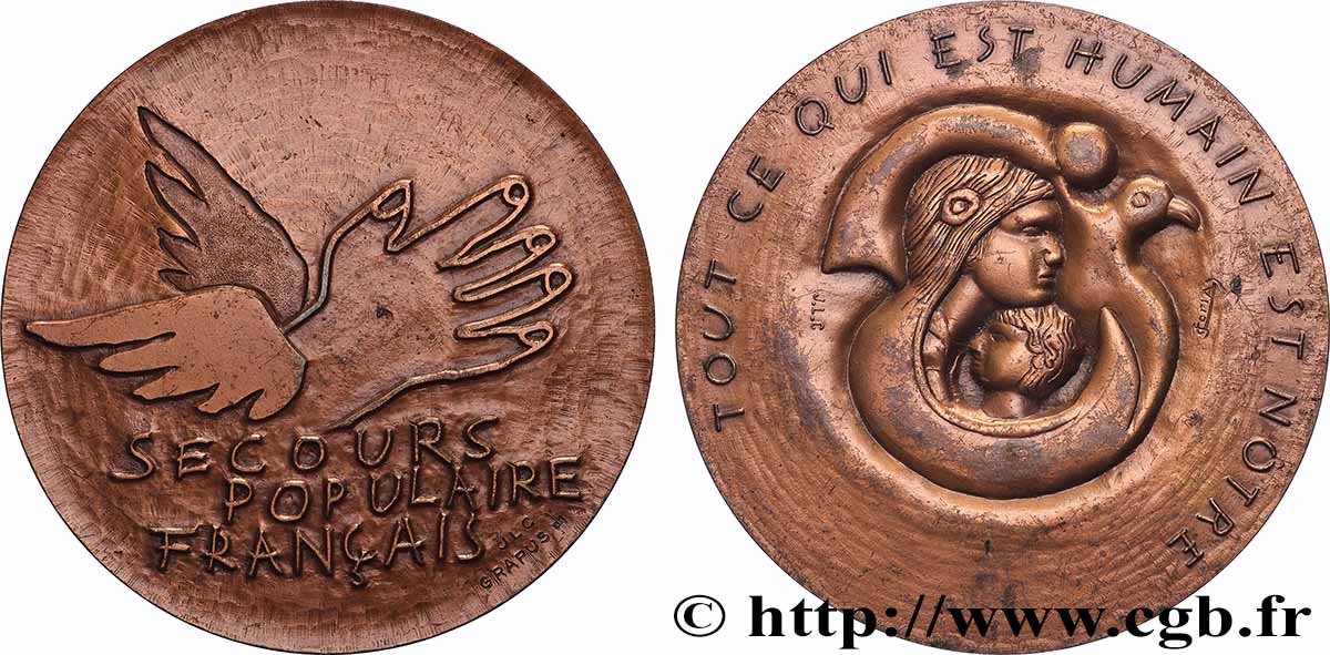 MÉDECINE - SOCIÉTÉS MÉDICALES - MÉDECINS/CHIRURGIENS - ASSISTANCE PUBLIQUE Médaille, Secours populaire français TTB+