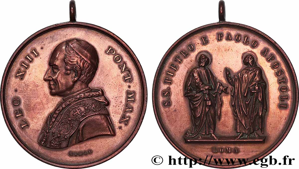 ITALIE - ÉTATS DU PAPE - LÉON XIII (Vincenzo Gioacchino Pecci) Médaille, Saint Pierre et Saint Paul TTB+