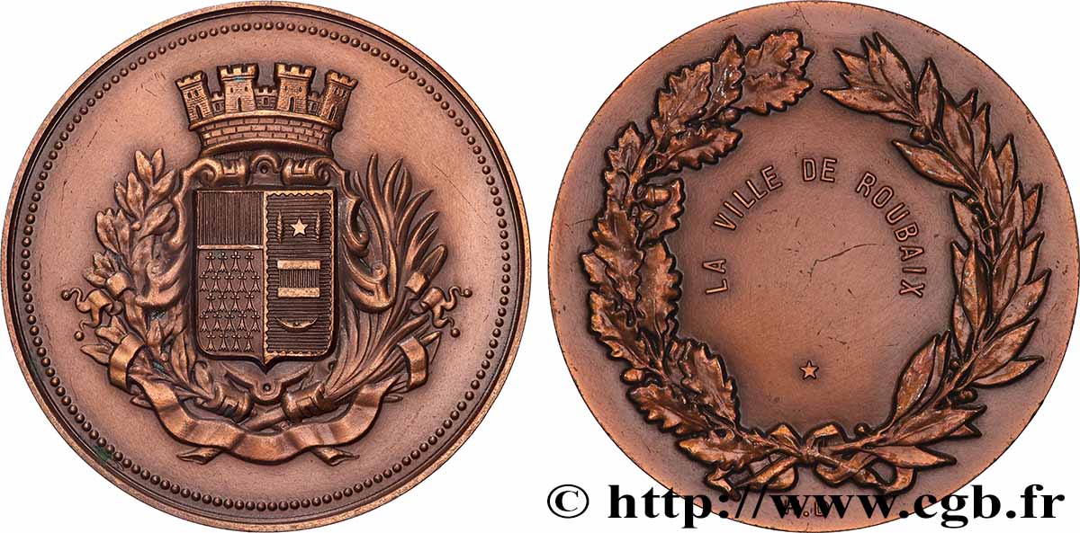 FUNFTE FRANZOSISCHE REPUBLIK Médaille, La ville de Roubaix VZ