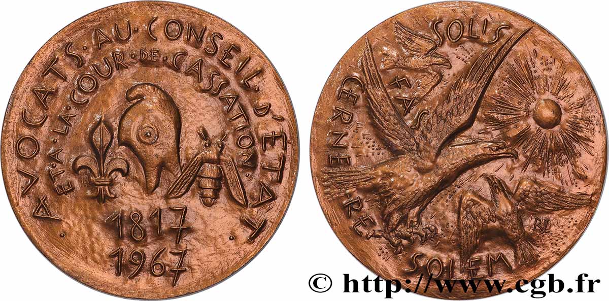 FUNFTE FRANZOSISCHE REPUBLIK Médaille, Avocats au conseil d’Etat et à la cour de cassation VZ