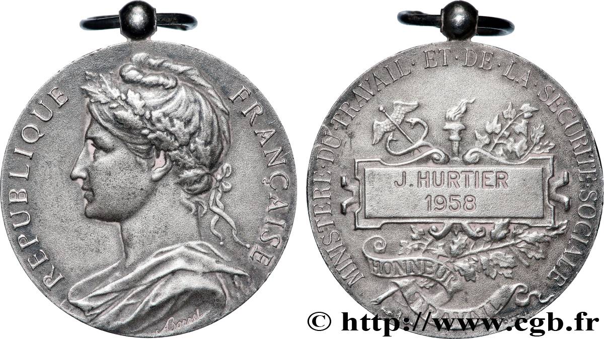 IV REPUBLIC Médaille, Honneur du travail, Ministère du Travail et de la Sécurité Sociale AU
