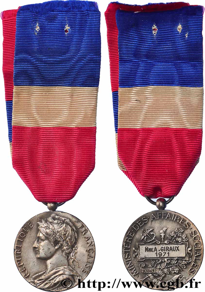 V REPUBLIC Médaille d’honneur du travail, Ministère des affaires sociales, Vermeil AU
