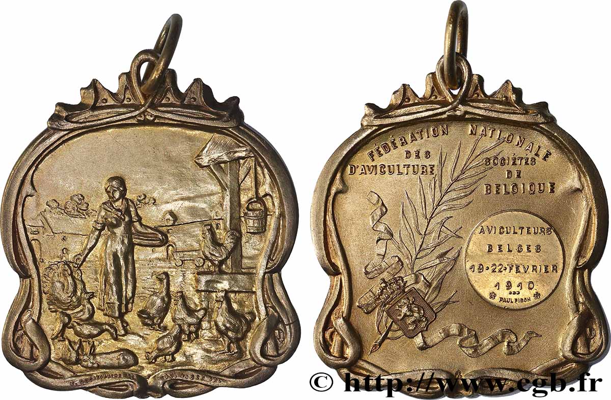 BELGIUM - KINGDOM OF BELGIUM - ALBERT I Plaquette, Fédération nationale des sociétés d’aviculture AU