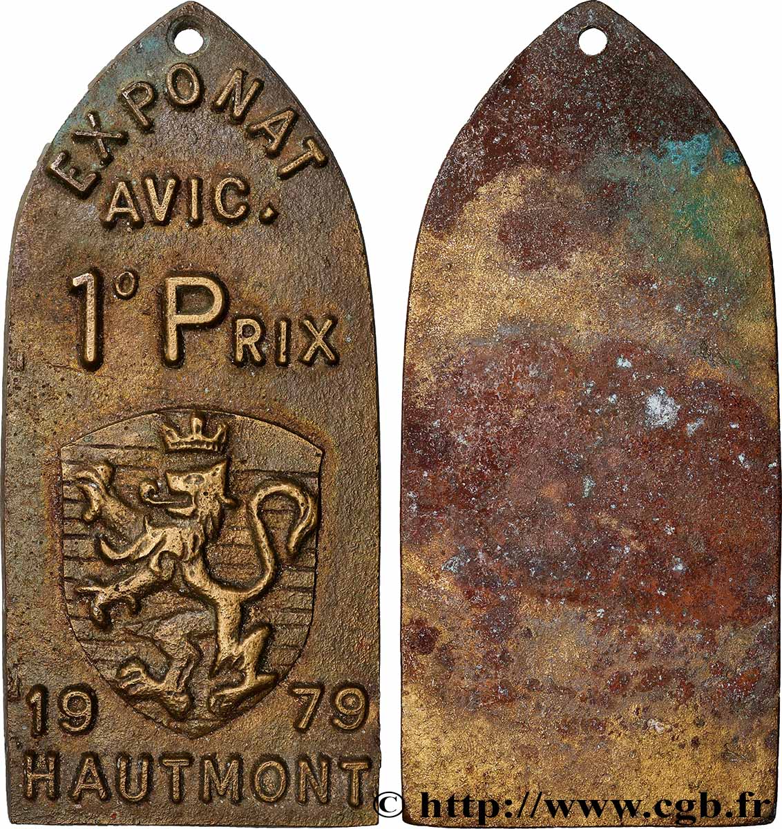 FUNFTE FRANZOSISCHE REPUBLIK Plaquette, Exposition nationale aviculture, 1.er prix fVZ