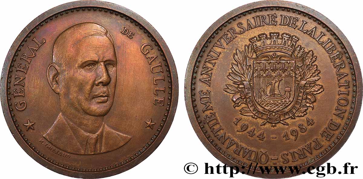 FUNFTE FRANZOSISCHE REPUBLIK Médaille, Général de Gaulle, 40e anniversaire de la libération de Paris fVZ