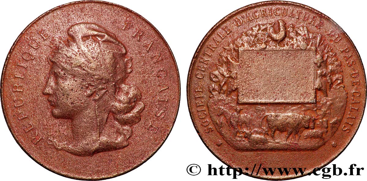 III REPUBLIC Médaille, Société centrale d’agriculture du Pas-de-Calais VF