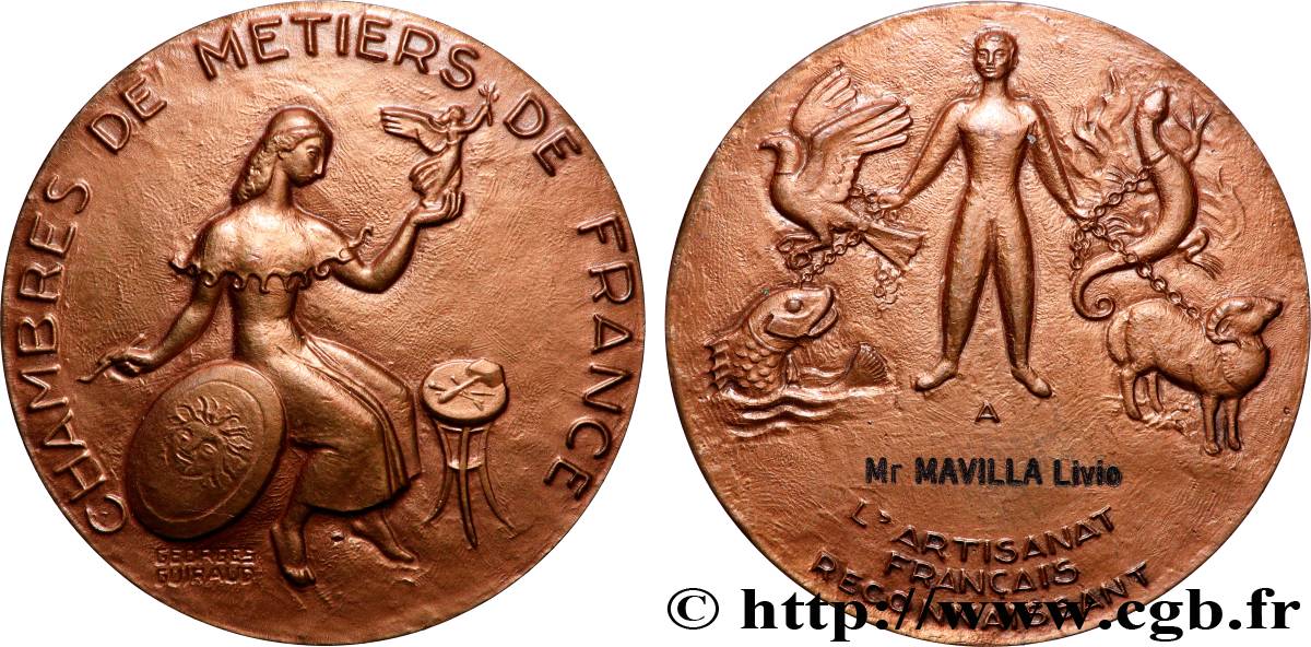 CINQUIÈME RÉPUBLIQUE Médaille, L’artisanat français TTB+
