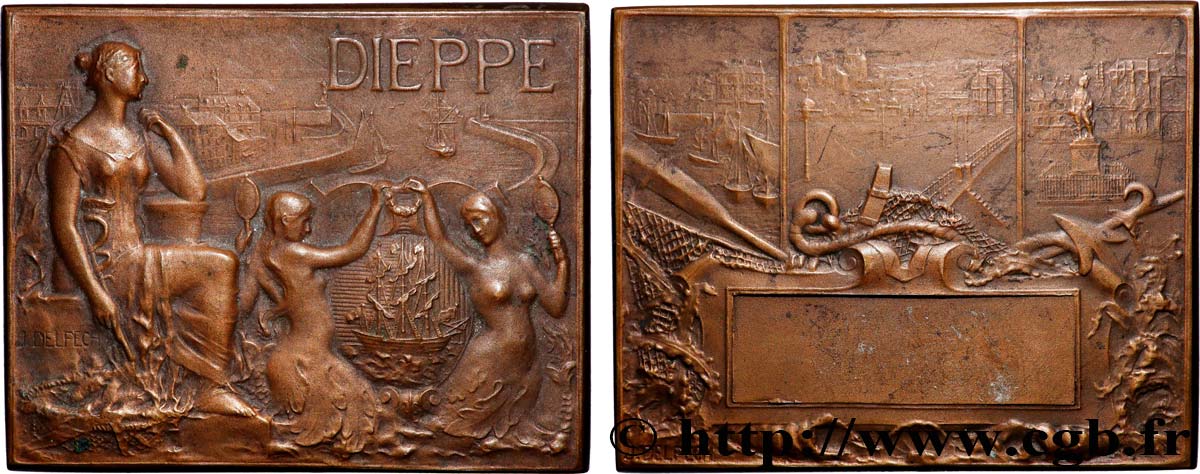 TROISIÈME RÉPUBLIQUE Plaquette de récompense, Dieppe TTB+