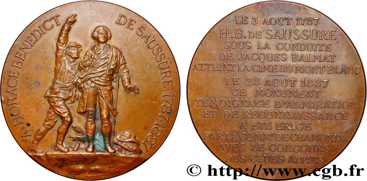 DRITTE FRANZOSISCHE REPUBLIK Médaille, Statue de Horace Bénédict de Saussure fVZ