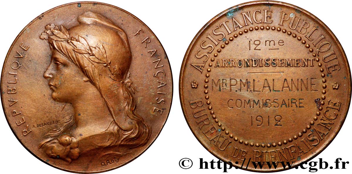 DRITTE FRANZOSISCHE REPUBLIK Médaille de récompense, bureau de bienfaisance SS