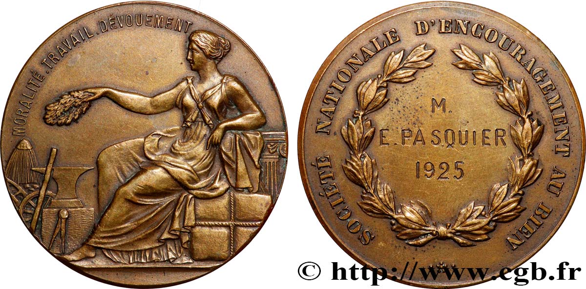 III REPUBLIC Médaille, Encouragement au bien XF