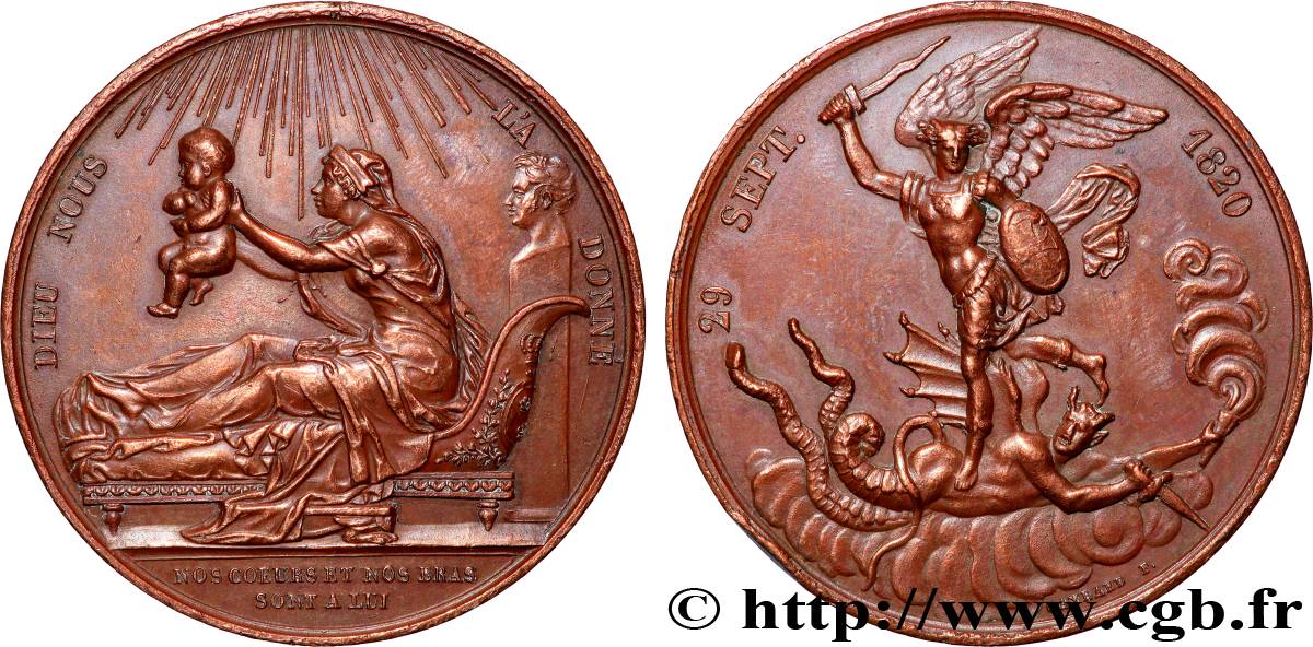 HENRI V COMTE DE CHAMBORD Médaille, Naissance de Henri, duc de Bordeaux, futur comte de Chambord SS