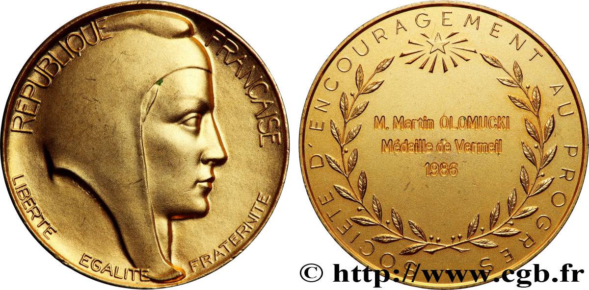 FUNFTE FRANZOSISCHE REPUBLIK Médaille, Société d’encouragement au progrès fVZ