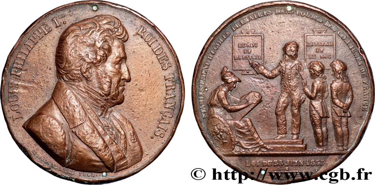 LUIGI FILIPPO I Médaille, Établissement d’écoles primaires q.BB