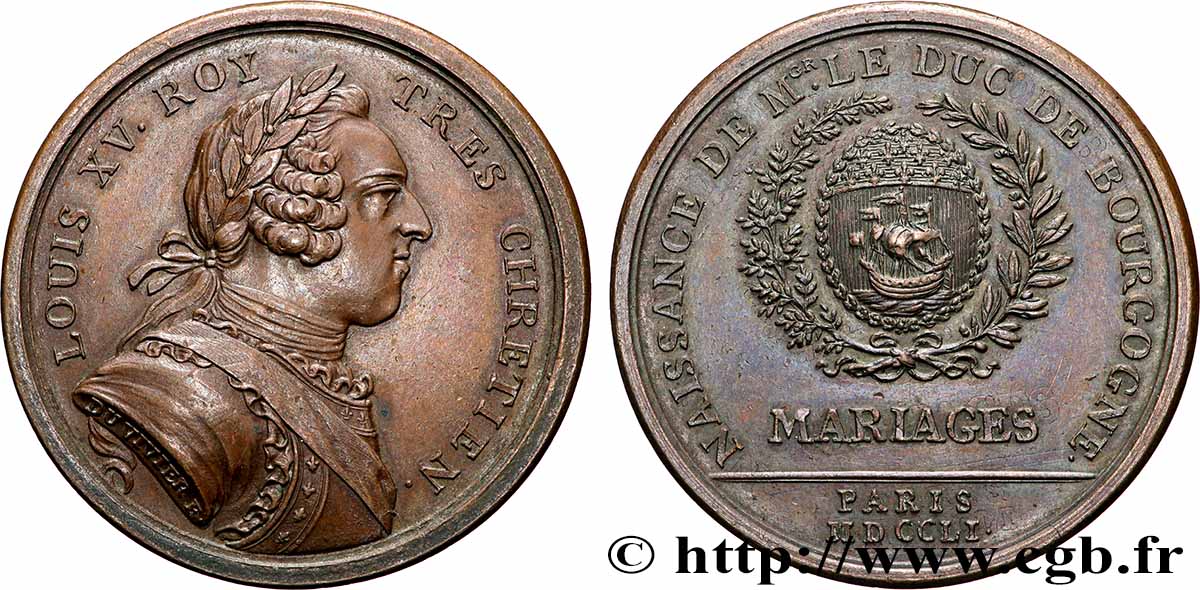 LOUIS XV DIT LE BIEN AIMÉ Médaille, Naissance de Louis, duc de Bourgogne fVZ