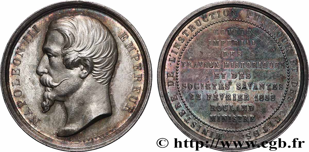 SECOND EMPIRE Médaille, Comité impérial des travaux historiques TTB+