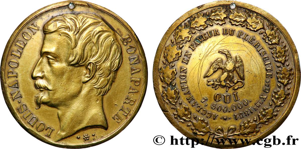 DEUXIÈME RÉPUBLIQUE Médaille, Élection du président Louis Napoléon Bonaparte TTB